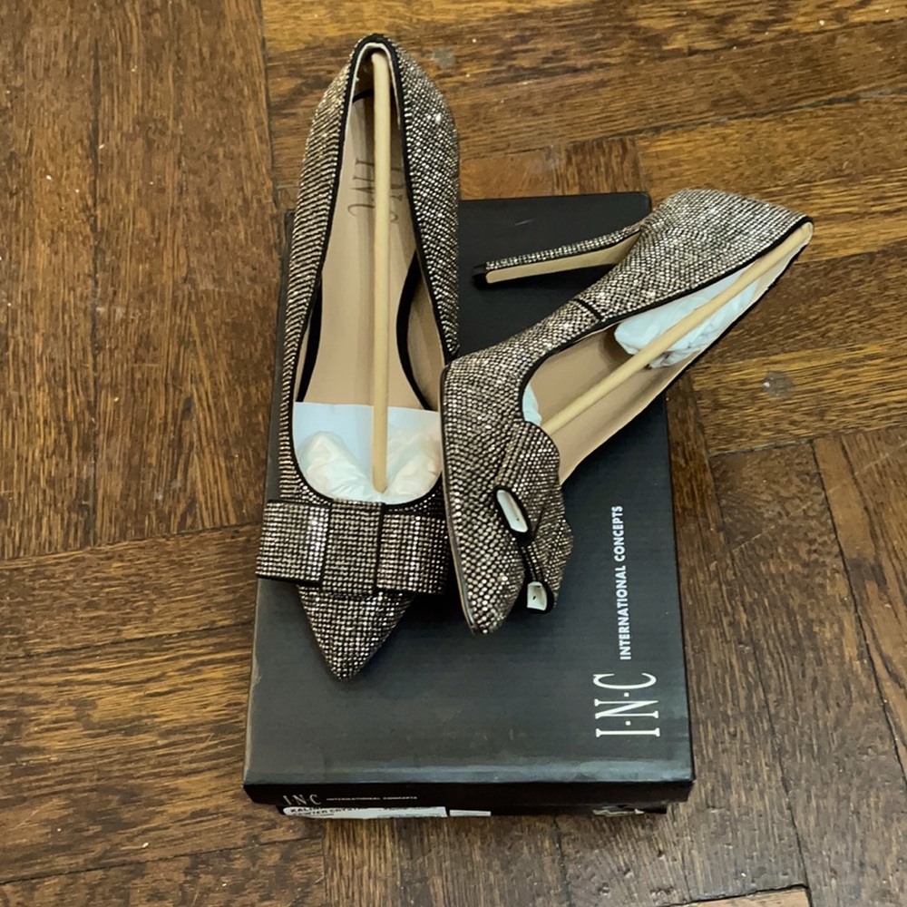 INC Pewter Crystal Heels